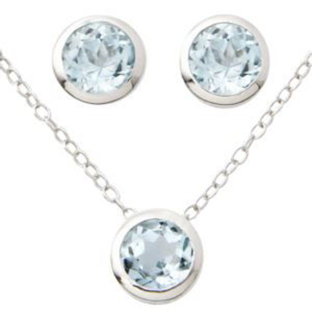 Picture of Blue Topaz Earring & Necklace Set