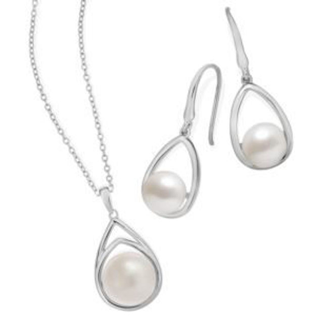 Picture of Modern Pearl Earring and Necklace Set