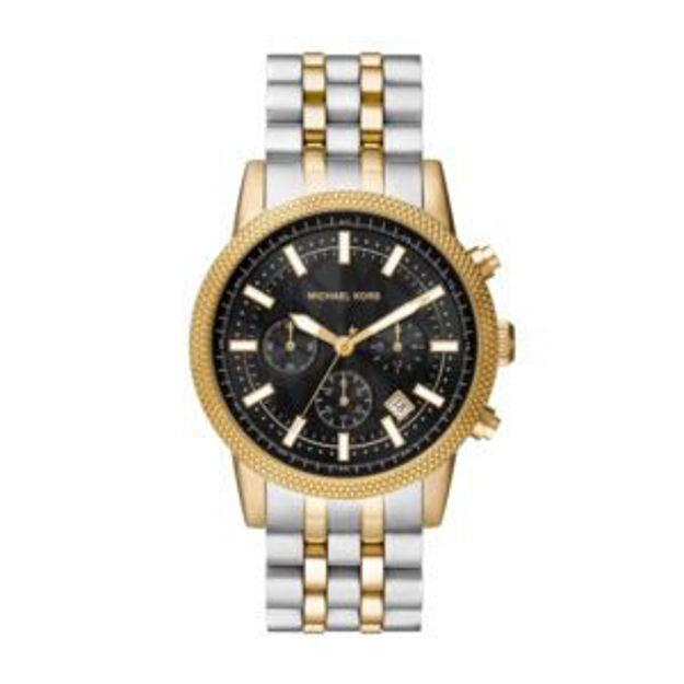 Picture of Mens Oversized Hutton Two-Tone Stainless Steel Chronograph Watch Black Dial
