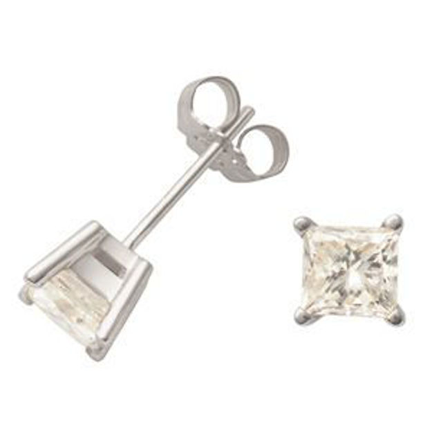 Picture of White Gold Princess Cut Diamond Earrings