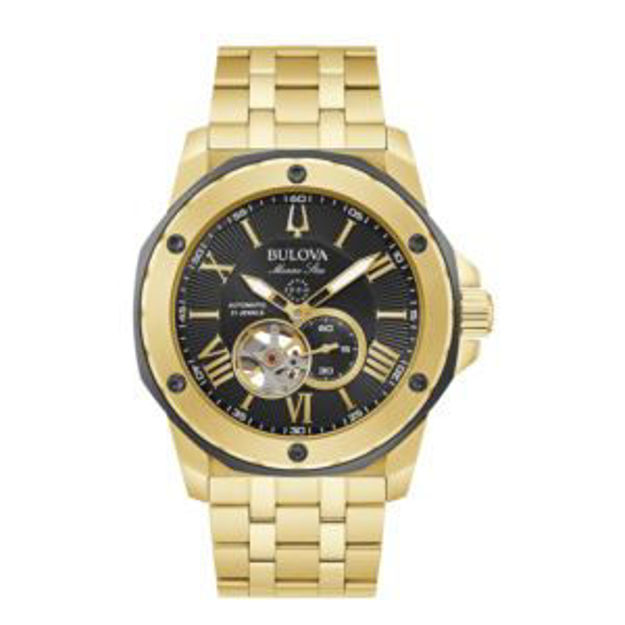 Picture of Men's Marine Star Gold-Tone Stainless Steel Watch Black Dial