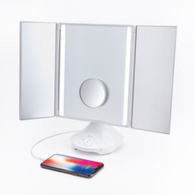 Picture of Reflect Trifold Vanity Mirror w/ BT Speaker & USB Charging
