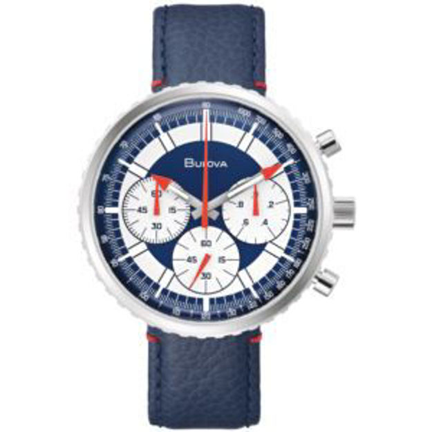 Picture of Men's Chronograph C Blue Leather Watch Blue & White Dial