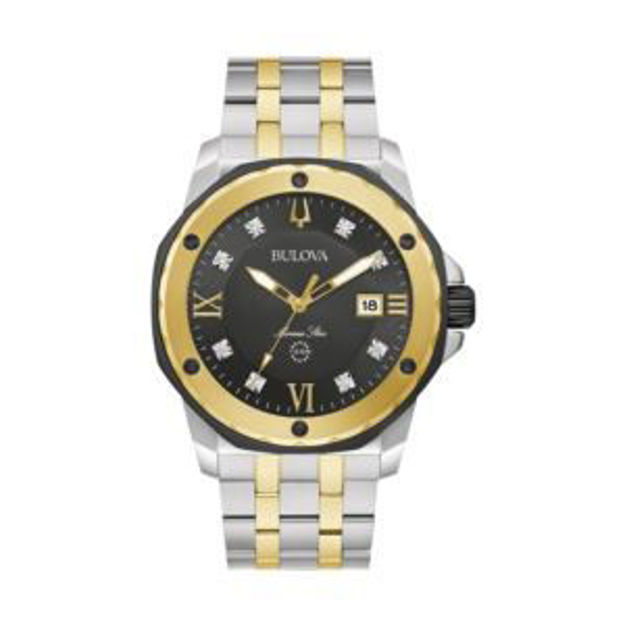 Picture of Men's Marine Star Diamond 2-Tone Stainless Steel Watch Black Dial