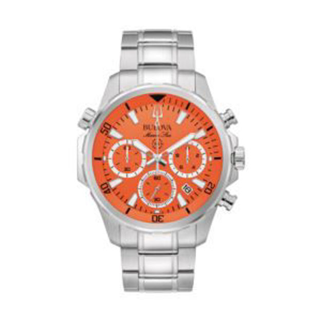 Picture of Men's Marine Star Silver-Tone Stainless Steel Chronograph Watch Orange Dial