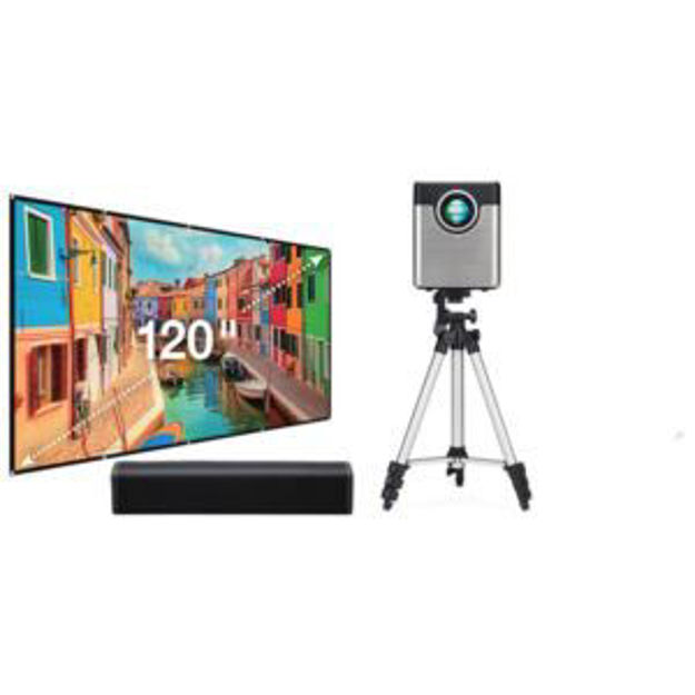 Picture of 720p Projector with Screen, Bluetooth Soundbar, and Tripod Stand