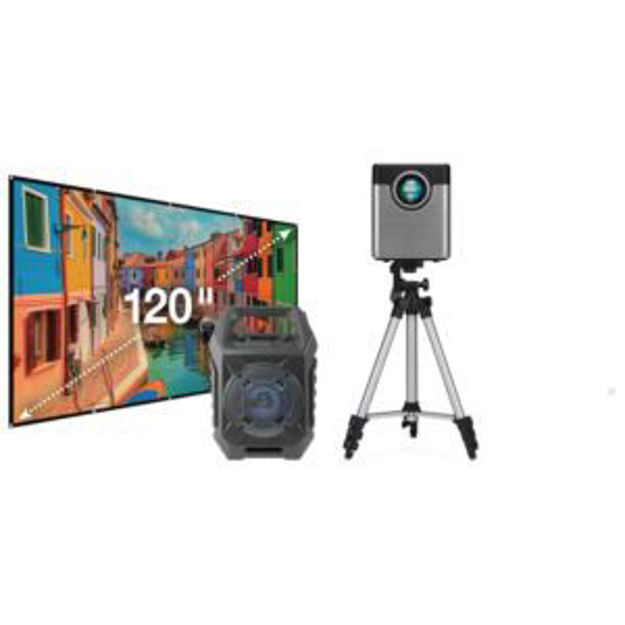 Picture of 720p Projector with Screen, Bluetooth Tailgate Speaker, and Tripod Stand