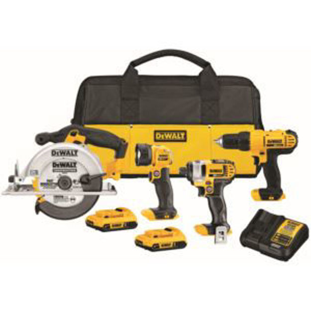 Picture of 20V MAX Cordless 4-Tool Combo Kit- Drill Impact Driver Circular Saw Worklight