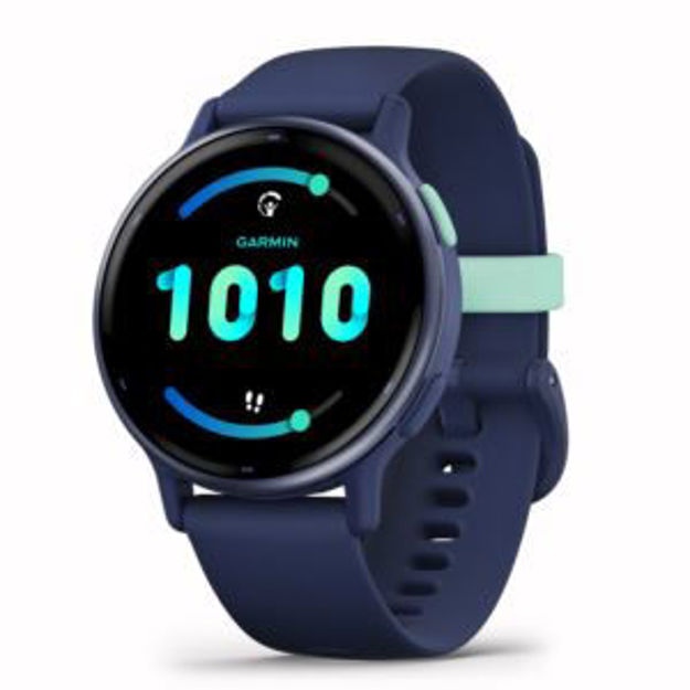 Picture of Garmin Vivoactive 5 GPS Smartwatch and On-Wrist Coach - Metallic Navy bezel, Navy band