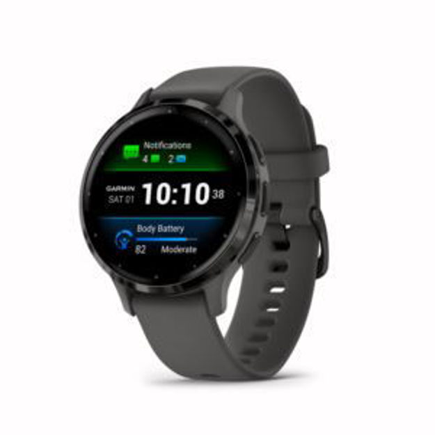 Picture of Garmin Venu 3S, Slate Stainless Steel Bezel with Pebble Gray Case and Silicone Band