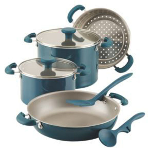 Picture of Create Delicious 8pc Enameled Aluminum Stacking Set Teal Shimmer