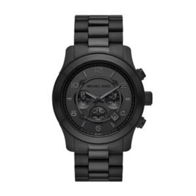 Picture of Men's Oversized Runway Chronograph Black Stainles Steel Watch Black Dial