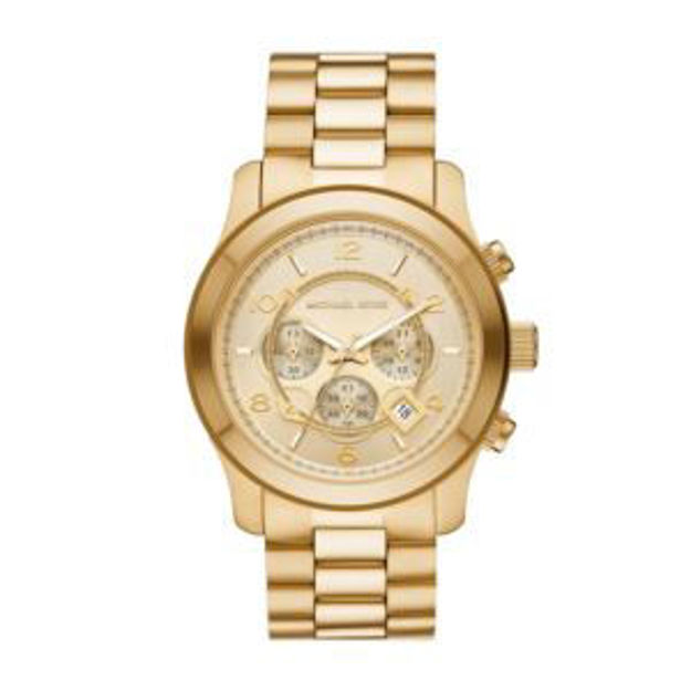 Picture of Men's Oversized Runway Chronograph Gold-Tone Stainles Steel Watch Gold Dial