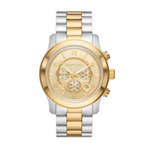 Picture of Men's Oversized Runway Chronograph Two-Tone Stainles Steel Watch Gold Dial