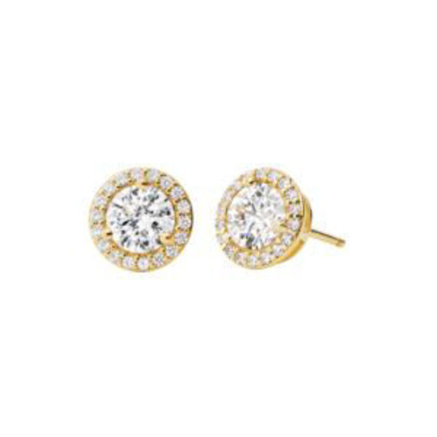 Picture of Sterling Gold Pave Round Stud Earrings