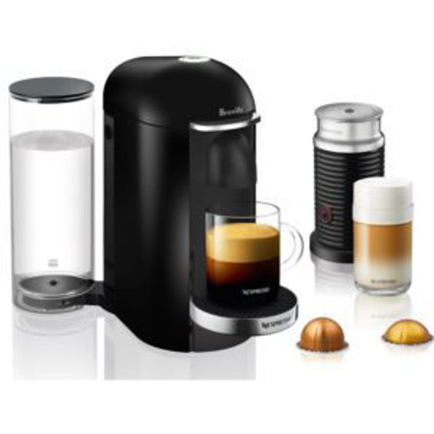 Picture of Nespresso VertuoPlus Deluxe Coffee & Espresso Single-Serve Machine in Piano Black and Aeroccino Milk