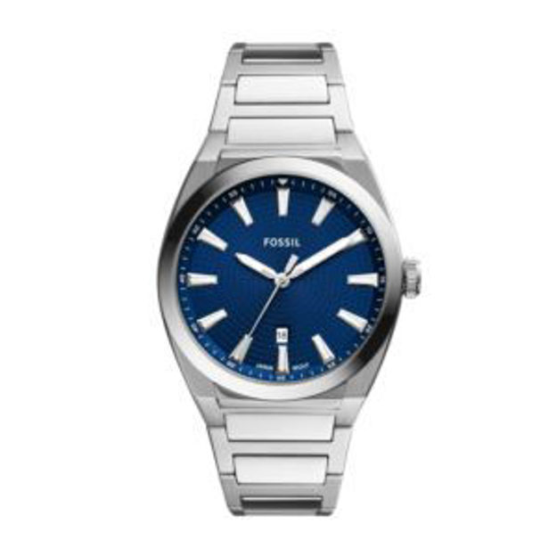 Picture of Men's Everett Silver-Tone Stainless Steel Watch Blue Dial