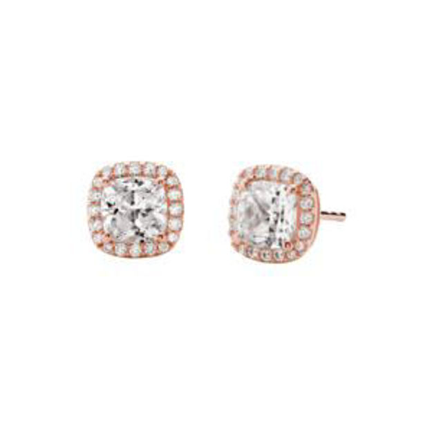 Picture of Precious Metal Sterling Silver Pave Square Stud Earrings Rose Gold