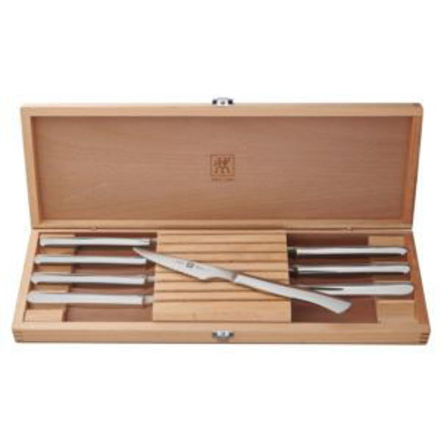 Picture of 8pc Stainless Steel Serrated Steak Knife Set w/ Wood Gift Box