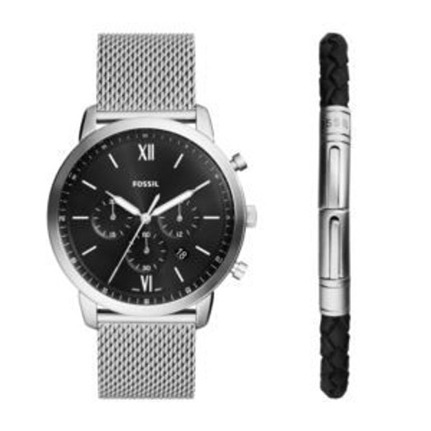 Picture of Men's Neutra Chronograph Silver-Tone Stainless Steel Mesh Watch & Bracelet Set