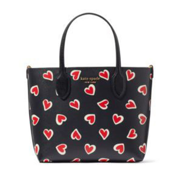 Picture of Bleecker Stencil Hearts Printed PVC Medium Crossbody Tote - Black Multi