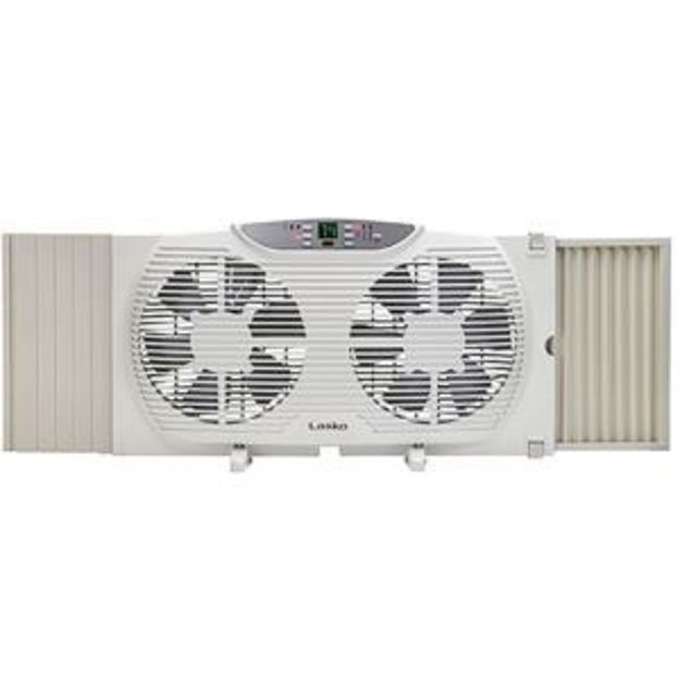 Picture of Electrically Reversible Twin Window Fan with Remote Control