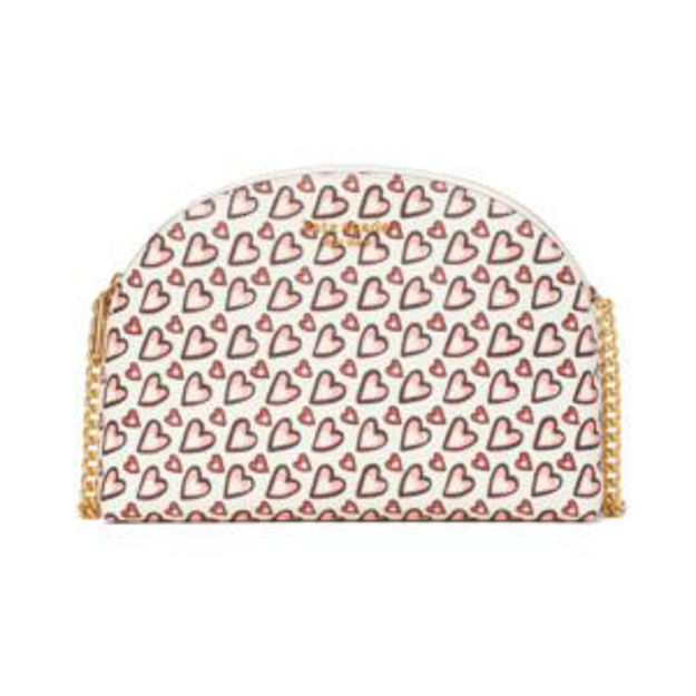 Picture of Morgan Fancy Hearts Printed Pvc Double Zip Dome Crossbody -  Cream Multi