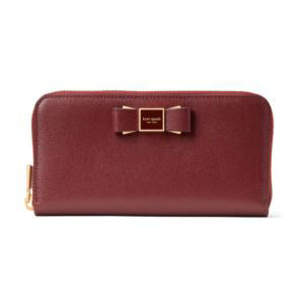 Picture of Morgan Bow Embellished Zip Around Continental Wallet - Autumnal Red