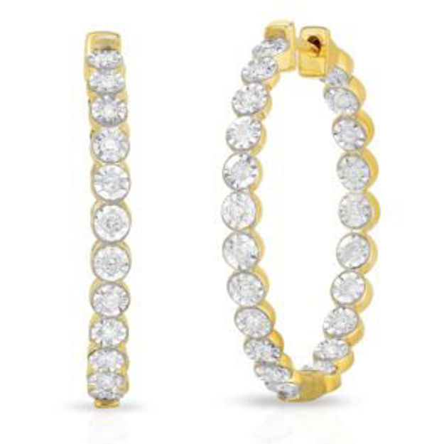 Picture of Diamond Inside-Out Hoop Earrings Yellow Gold