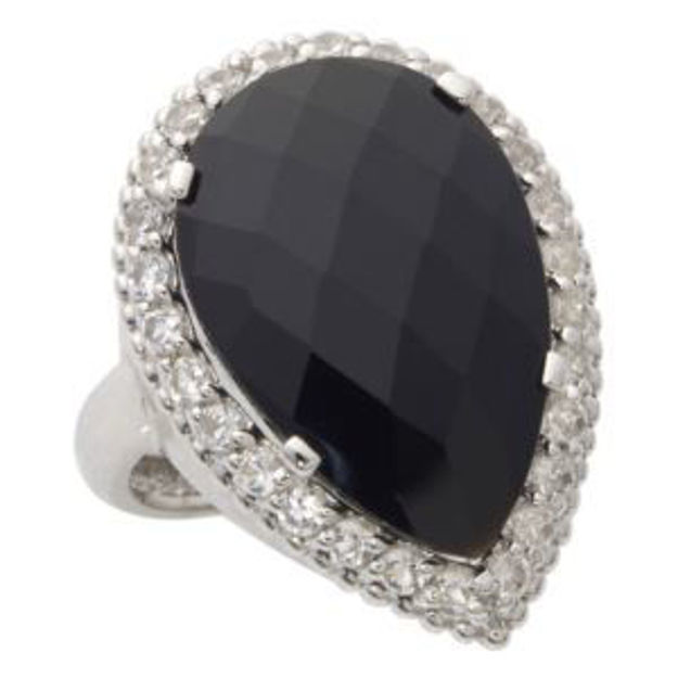 Picture of Black Onyx & White Sapphire Ring Size 6