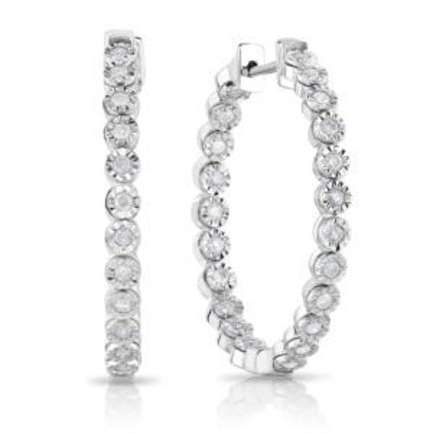 Picture of Diamond Inside-Out Hoop Earrings White Gold