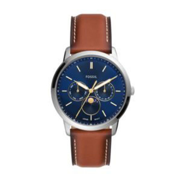 Picture of Men's Neutra Moonphase Brown Leather Watch Blue Dial