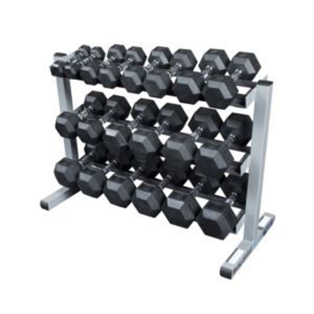 Picture of Rubber Dumbbell Set with Rack, 5-50 lb