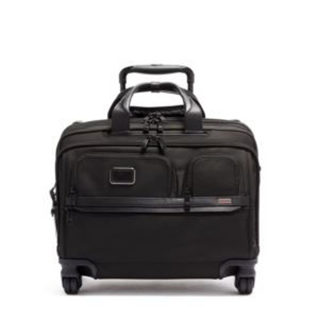 Picture of Alpha Deluxe 4 Wheeled Laptop Case Brief- Black