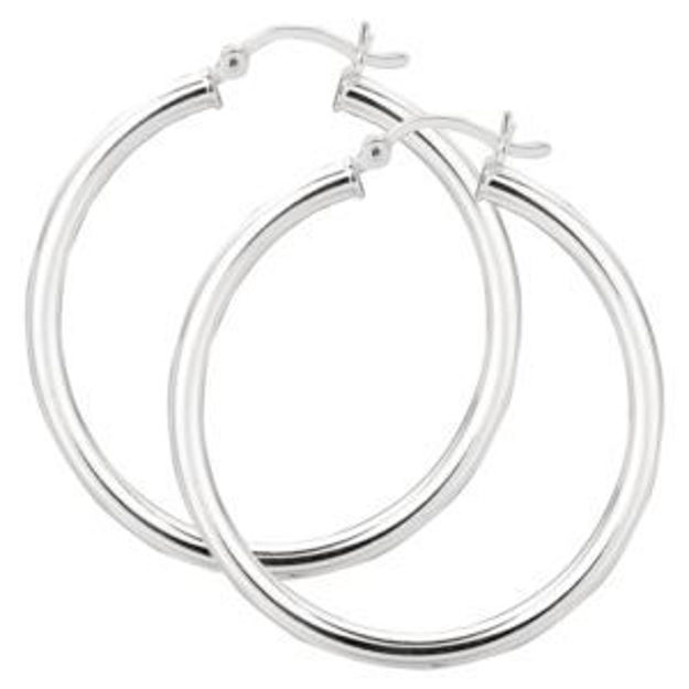 Picture of Sterling Silver 3x50mm Hoop Earrings