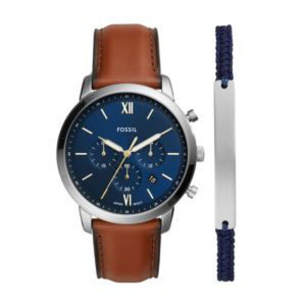 Picture of Men's Neutra Chronograph Brown Leather Strap Watch & Bracelet Set