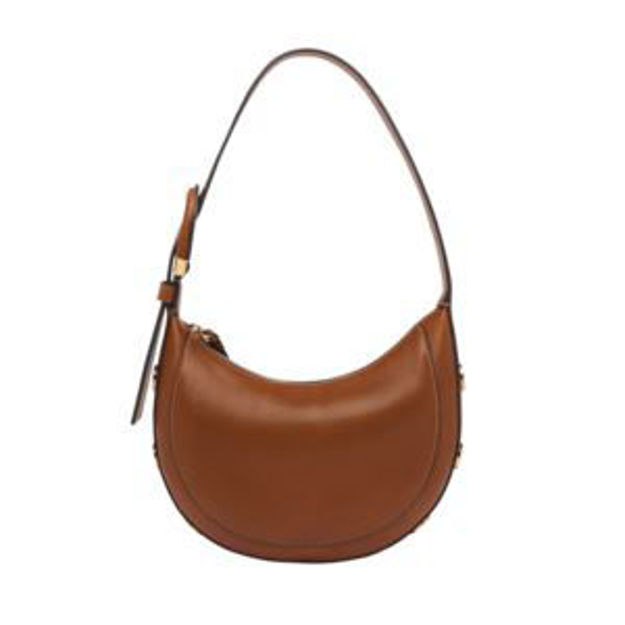 Picture of Harwell Small Leather Hobo Crescent Bag Brown