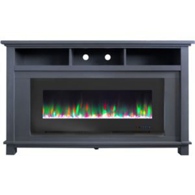 Picture of San Jose 58-In. Fireplace TV Stand in Slate Blue and 50-In. Color-Changing LED Electric Heater Inser