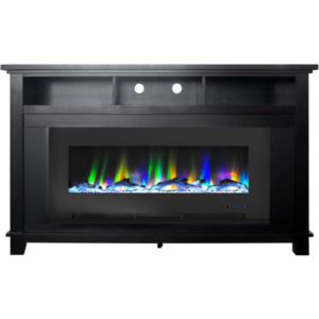 Picture of San Jose 58-In. Fireplace TV Stand in Black and 50-In. Color-Changing LED Electric Heater Insert in