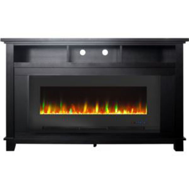 Picture of San Jose 58-In. Fireplace TV Stand in Black and 50-In. Color-Changing LED Electric Heater Insert in