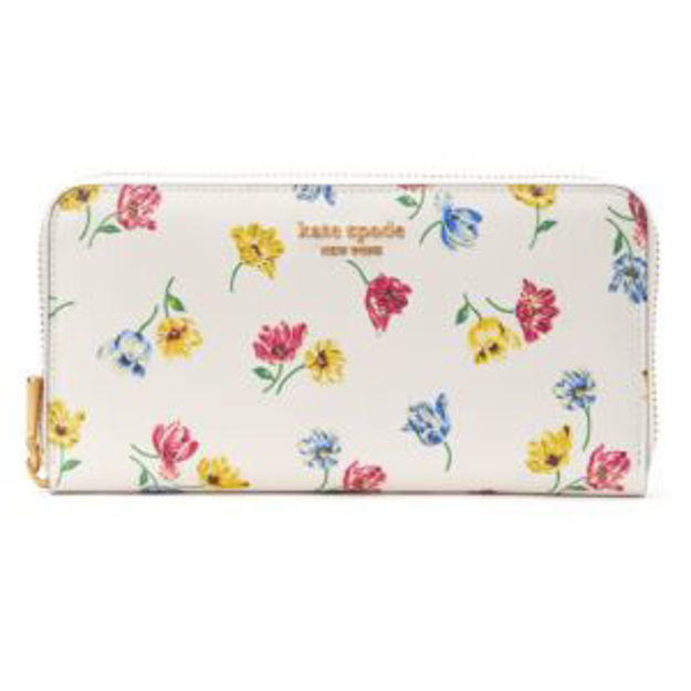 Picture of Morgan Tulip Toss Printed PVC Zip Around Continental Wallet - Cream Multi