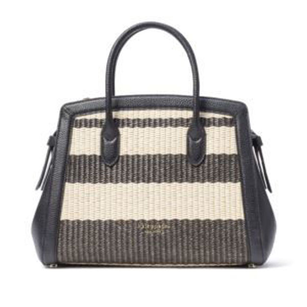 Picture of Knott Striped Straw Medium Satchel - Black Multi