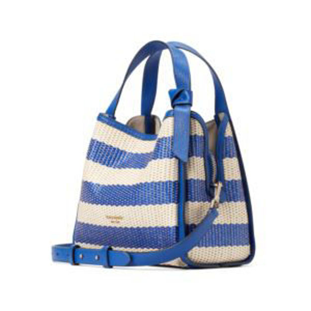 Picture of Knott Striped Woven Medium Crossbody Tote - Classic Blue Multi