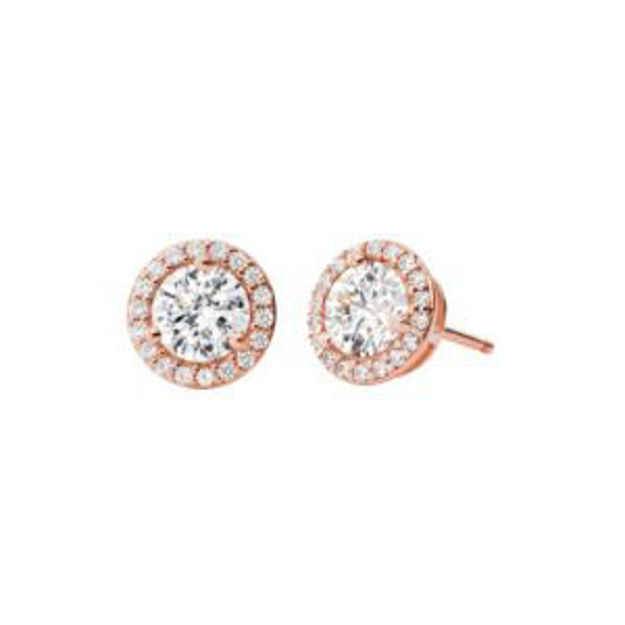 Picture of Sterling Rose Gold Pave Round Stud Earrings