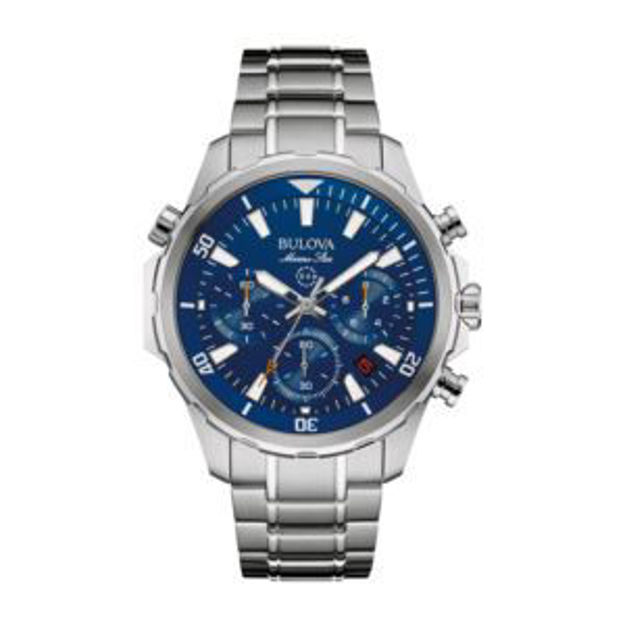 Picture of Mens Marine Star Silver-Tone Stainless Steel Watch Blue Dial