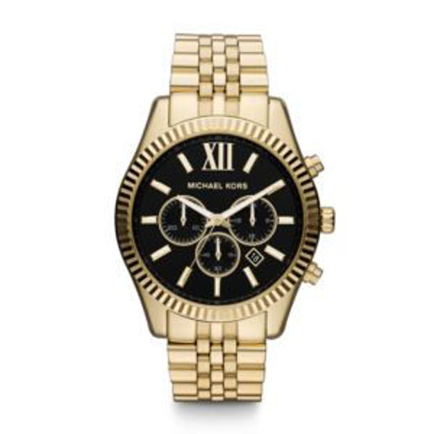 Picture of Mens Lexington Gold-Tone SS Chronograph Watch Black Dial