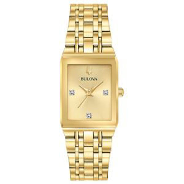 Picture of Ladies Quadra Gold-Tone Stainless Steel Tank Watch Champagne Dial
