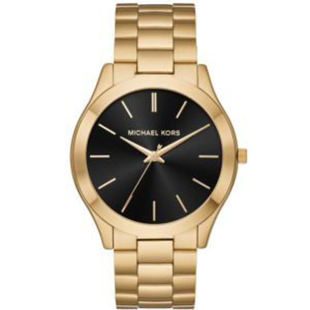 Picture of Mens Slim Runway Gold-Tone Stainless Steel Watch Black Dial