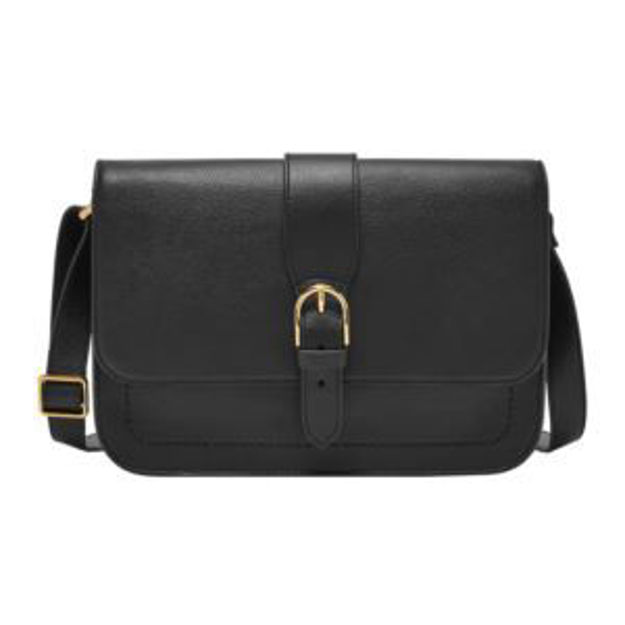 Picture of Zoey Large Leather Flap Crossbody Black