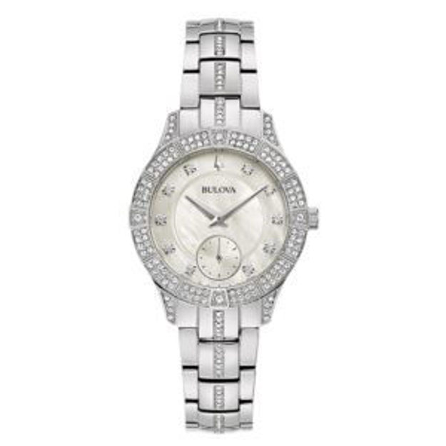 Picture of Ladies Phantom Silver Crystal Watch White Mother-of-Pearl Dial